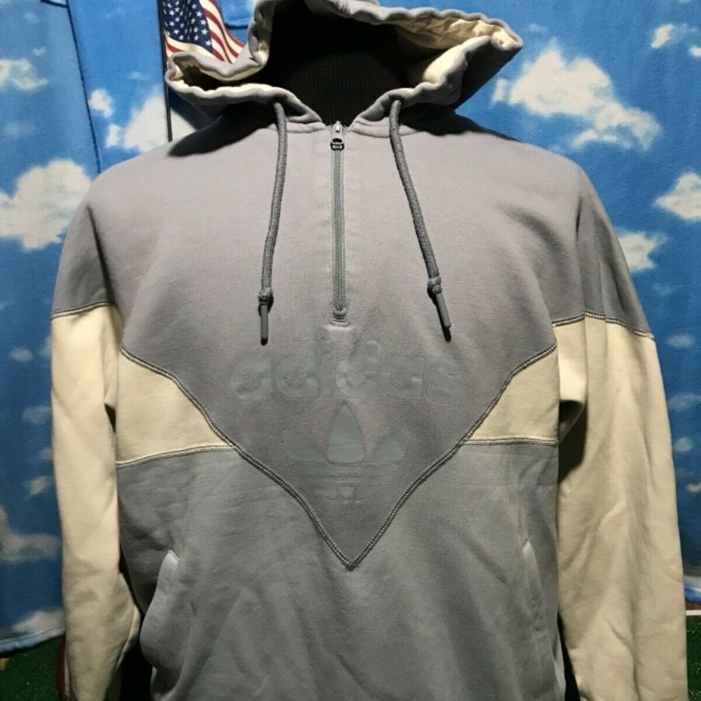 Vintage Adidas gray Hoodie Trefoil sweatshirt - L